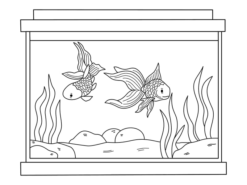 Fish Tank Coloring Page