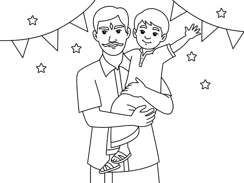 Son and Dad Coloring Page