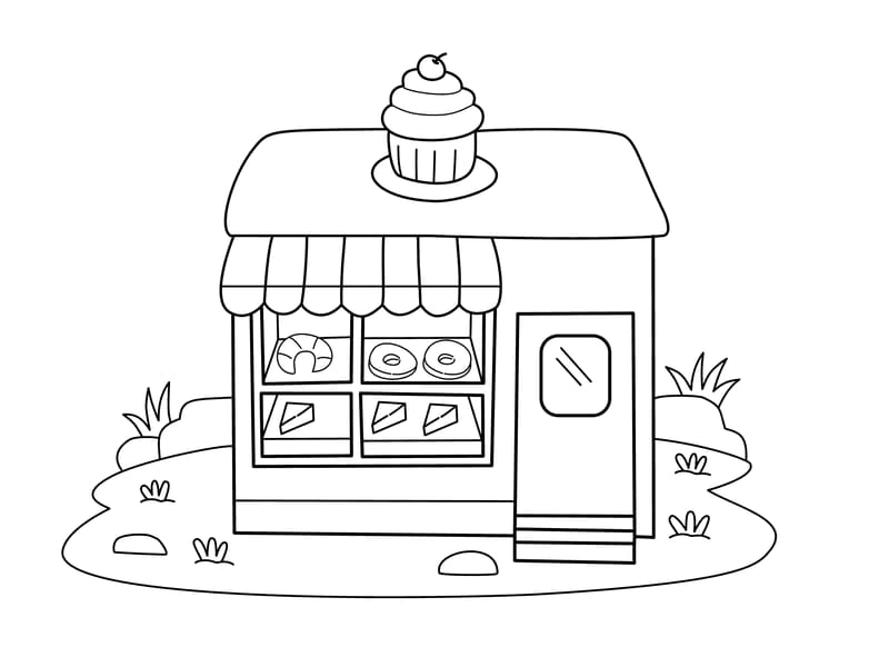 Cute Bakery Coloring Page