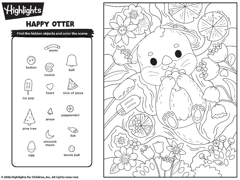 Highlights Happy Otter Coloring Page