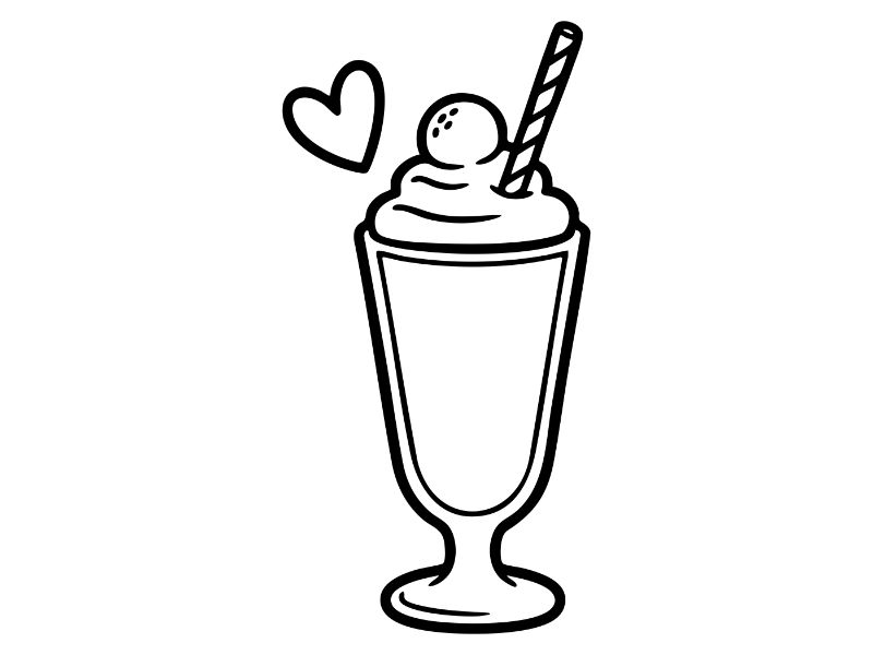 Milkshake Heart Coloring Page