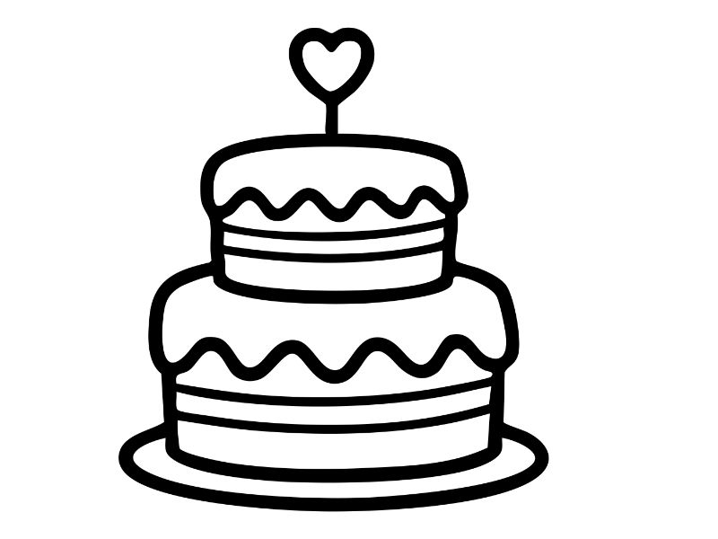Heart Cake Coloring Page
