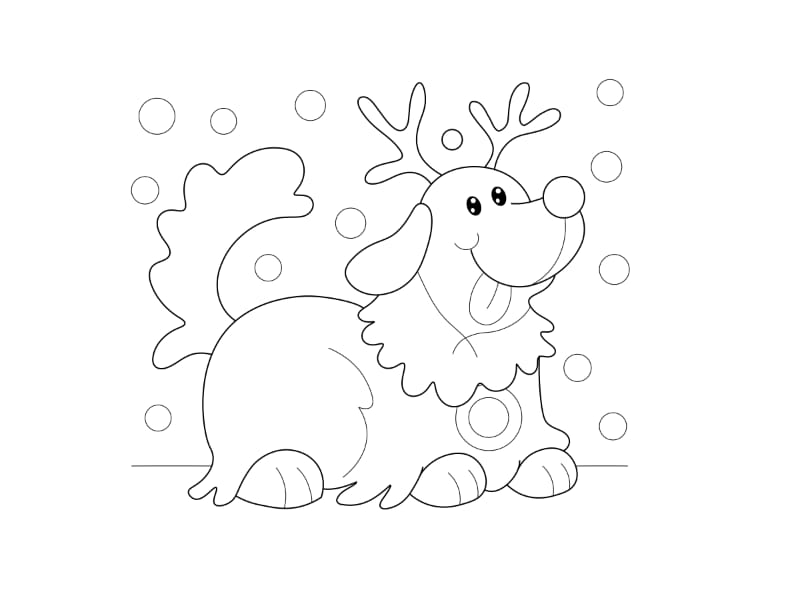 Reindeer Dog Coloring Page
