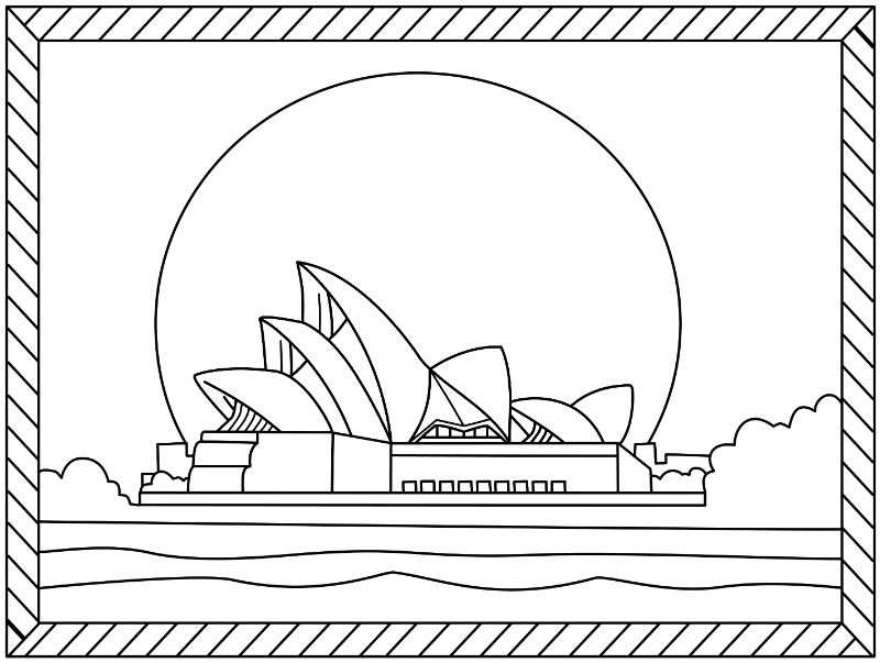 Opera House Postcards Coloring Page