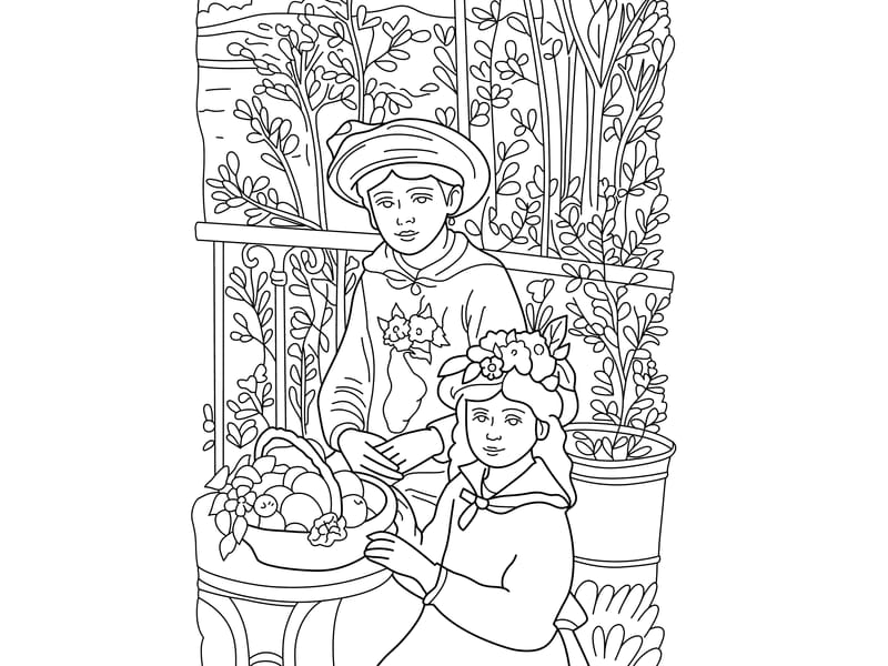 Renoir - Two Sisters on the terrace Coloring Page