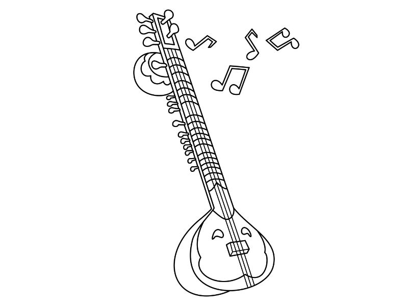 Sitar Coloring Page