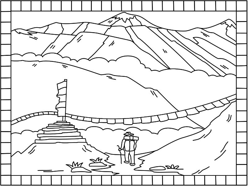 Everest Postcard Coloring Page