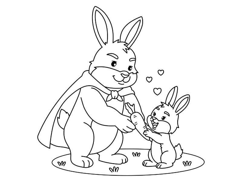 Bunny Dad Coloring Page