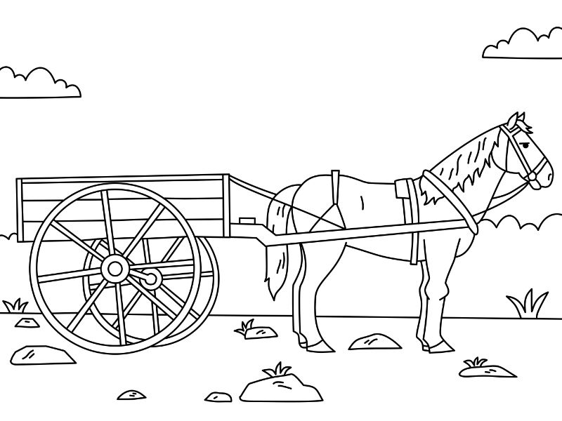 Horse and Cart Coloring Page
