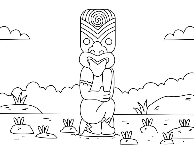 Tiki Carving Coloring Page