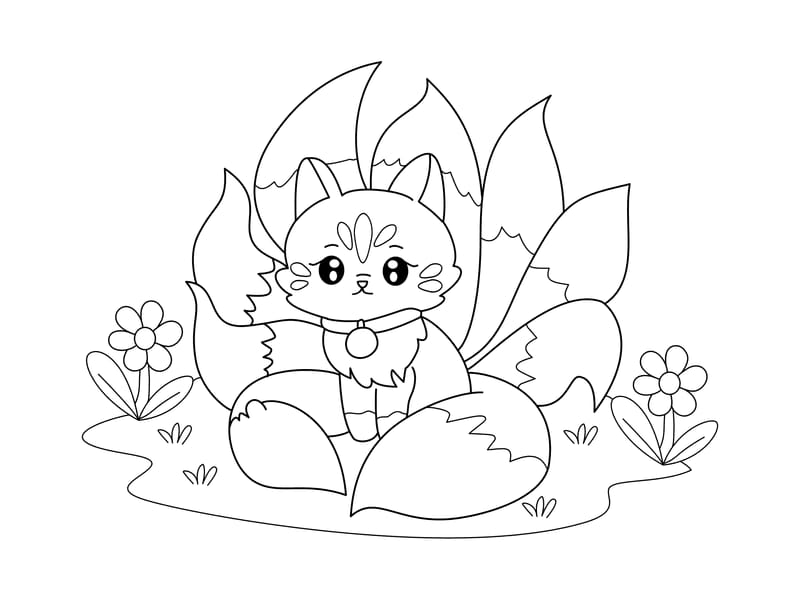 Kitsune Coloring Page