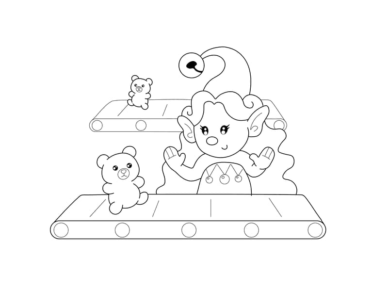 Elf Toyshop Coloring Page