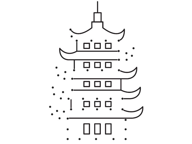 Connect Dots Tower Coloring Page