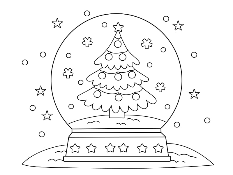 Holiday Snowglobe Coloring Page