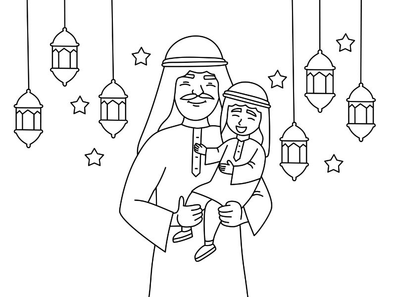 Father and Son Coloring Page