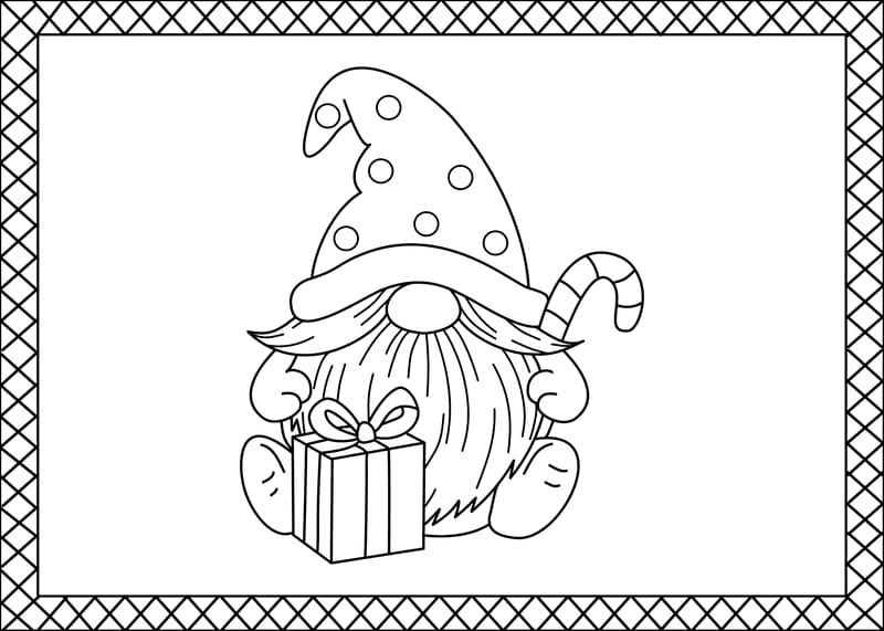 Card Gnome Coloring Page