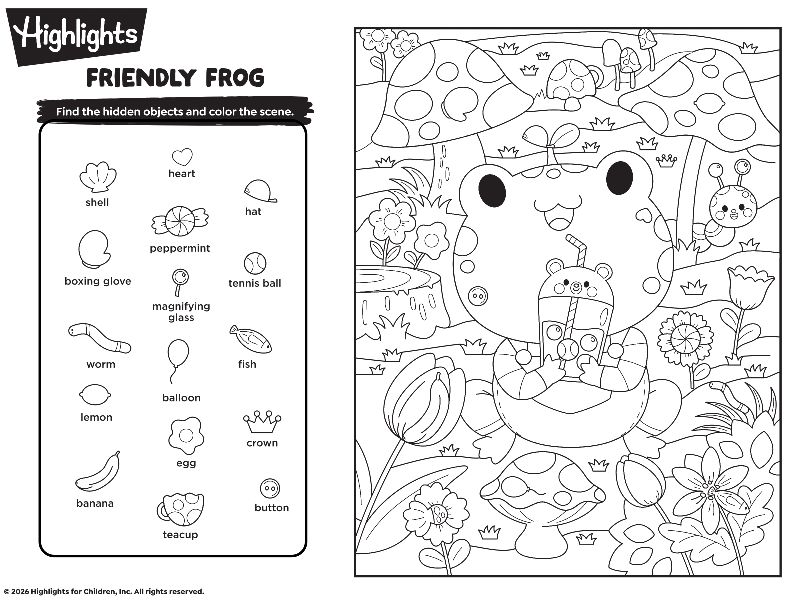 Highlights Friendly Frog Coloring Page
