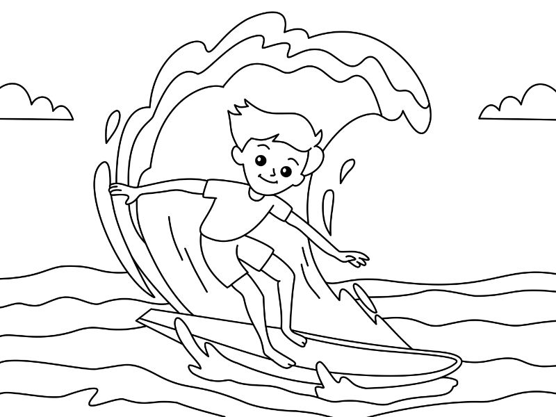 Surfing Coloring Page